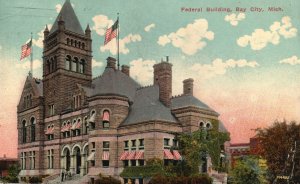 Vintage Postcard 1912 View of Federal Building Bay City Michigan MI