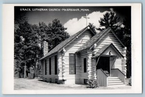 McGregor Minnesota MN Postcard RPPC Photo Grace Lutheran Church c1950's Vintage