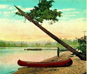 Canoe on Shore of West Caroga Lake New York NY 1912 Postcard