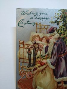 Santa Claus Purple Coat Sleepy Children Christmas Postcard Tucks Original 136 