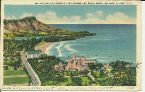 Honolulu, Waikiki Beach, Diamond Head, Moana and Royal Hawaiian Hotels