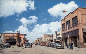 Gallup New Mexico NM Conoco Gas Station Street Scene Vintage Postcard