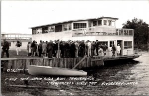 RPPC Twin Screw River Boat Tahquamenon Newberry MI Vintage Postcard V80
