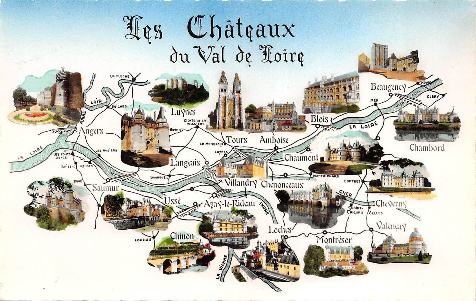 Br Le Val De Loire Les Chateaux Map Cartes Geographiques Other Unsorted Postcard Hippostcard