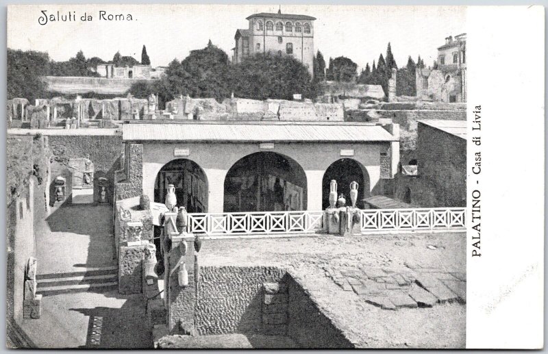 Saluti Da Roma Palatino Casa Livia Rome Italy Historical Antique Postcard 