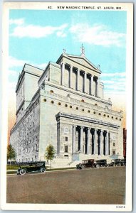 c1920s St. Louis, MO New Masonic Temple Roadside Touring Cars Neoclassical A327