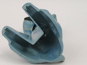 Vintage Blue Marble Plastic Toy Dog Bobble Nodder Head & Mouth Move JVZ Company