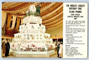 Seattle Washington WA Postcard Largest Birthday Cake Sight Taste Remember c1962