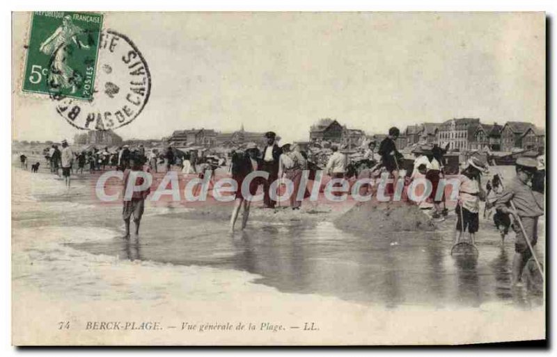 Old Postcard Berck Plage General view of the beach