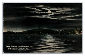 Night View Lake Auburn White Oak Hill Auburn Maine ME UNP Unused DB Postcard U8