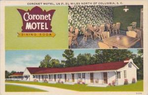 South Carolina Columbia Coronet Motel Dining Room