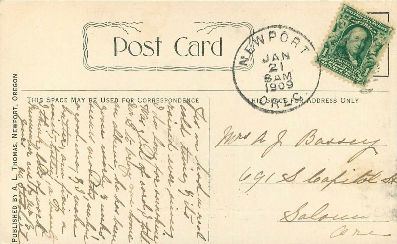 c1907 Postcard; Toe of the Shoe Rock Formation, Newport OR Lincoln County Posted