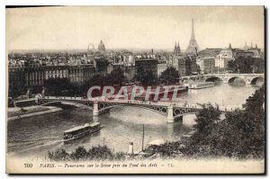 Old Postcard Panorama Paris on the Seine taken from Ponte Arts