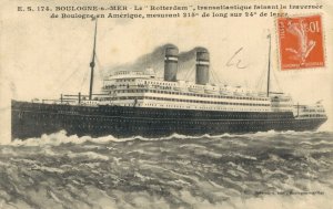 Boulogne sur Mer Le Rotterdam Transatlantique Ship Vintage Postcard 07.47