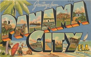 Florida Panama City Large letters multi View Cooper's Teich Postcard 22-7026