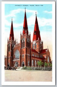 Catholic Church Building Tulsa Oklahoma OK UNP Unsued WB Postcard B14