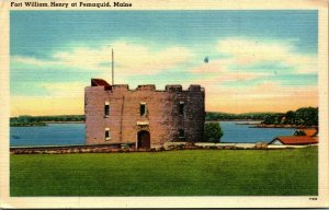 Fort William Henry At Pemaquid Bristol Maine Building UNP Linen Postcard Unused