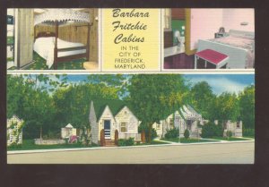 FREDERICK MARYLAND BARBARO FRITCHIE CABINS INTERIOR ADVERTISING OSTCARD