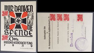 THIRD 3RD REICH NSDAP ORIGINAL PROPAGANDA DONATION CARD 'REICH WARRIOR D...