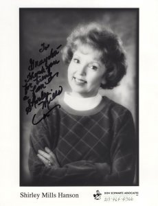 Shirley Mills Hanson Of Temple Large 10x8 Hand Signed Photo