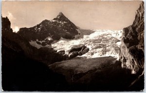 VINTAGE POSTCARD REAL PHOTO RPPC THE DOSSEN MOUNTAIN RANGE BERNESE ALPS SWISS