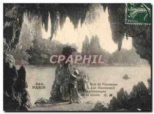 Postcard Old Paris Bois de Vincennes Daumesnil Lake View picturesque Grotto