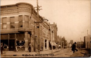 Real Photo Postcard Pearl Street East in Union City, Indiana