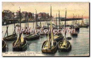 Postcard Old Treport Flotilla The fishermen and the entrance Du Port