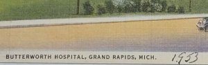 Postcard Butterworth Hospital 1953  Grand Rapids Michigan Linen Unposted 22