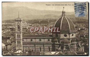 Old Postcard Firenze Cathedral Pista Dalla Torre Del