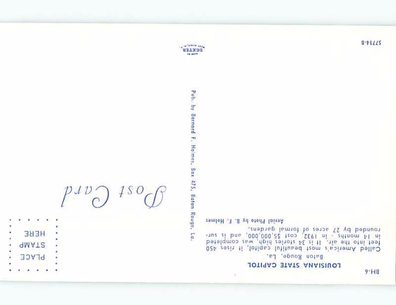 Unused Pre-1980 STATE CAPITOL BUILDING Baton Rouge Louisiana LA G0751