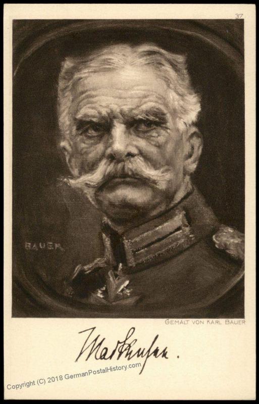 Germany WWI General Mackensen Artist Signed Portrait Ostpreussenhilfe East 77382