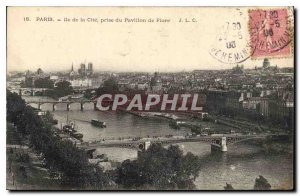 Postcard Old Paris Ile de la Cite taking the Pavillon de Flore