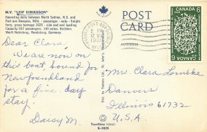 Chrome Postcard M.V. Leif Erikkson Canada Passenger Ferry Nova Scotia Nfld