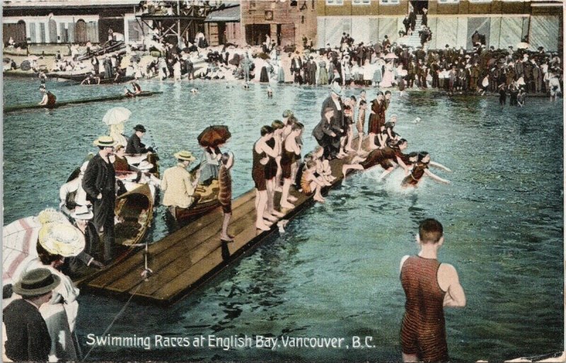 Vancouver BC Swimming Racers at English Bay c1909 MacFarlane Postcard G30