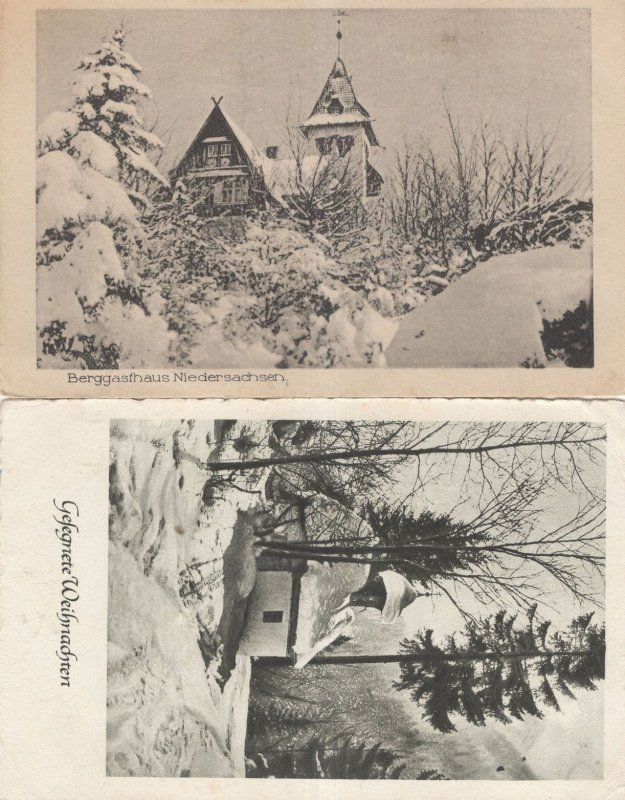 Berggasthaus Niedersachsen 2x German Snow Antique Postcard s