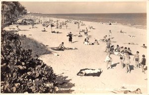 Miami Beach Florida Beach Scene, Real Photo Vintage Postcard U9813