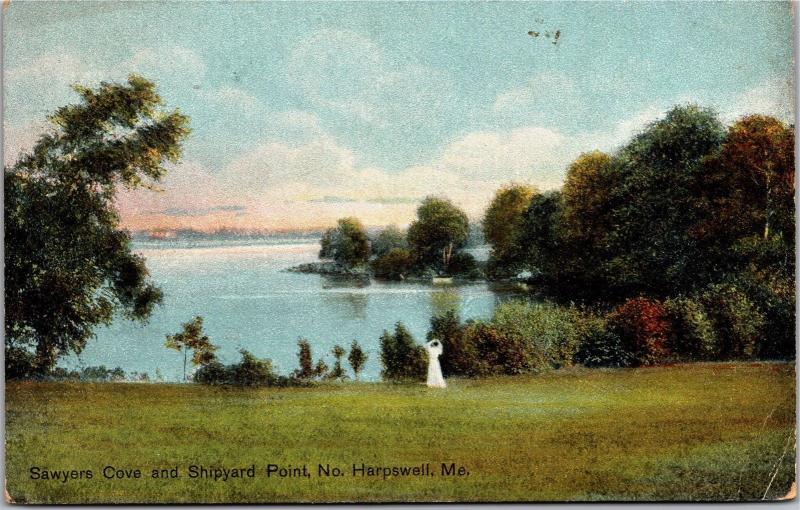 Sawyers Cove and Shipyard Point No. Harpswell Maine c1908 Vintage Postcard L17