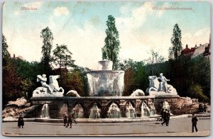 Munchen Wittelsbacherbrunnen Munich Germany ~ Fountain & Sculpture Postcard