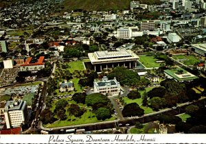 Hawaii Honolulu Downtown Aerial View Palace Square State Capitol Building