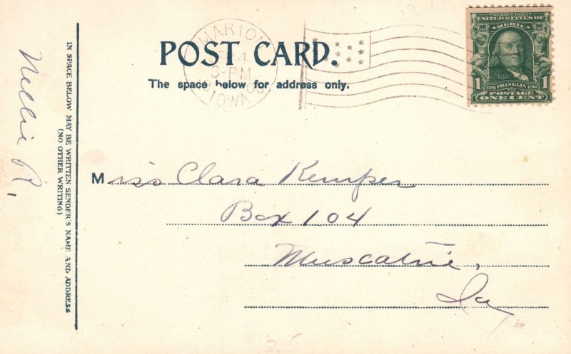 1908 Westminster Presbyterian Church Cedar Rapids Iowa IA Posted Postcard