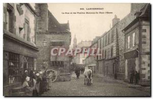 Postcard Old Landerneau the Street and Old Houses of the Bridge Elorn Folklor...
