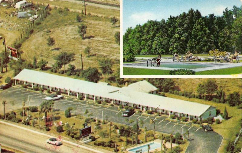 Dillon South Carolina~Stonewall Jackson Motel~Aerial & Swimming Pool Views~1950s