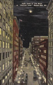 Missouri Kansas City Night Scene Of 11th Street or Petticoat Lane