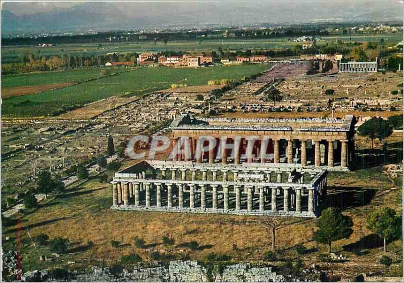 Modern Postcard View and Paestum Temples