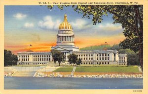 West Virginia State Capitol and Kanawha River, Charleston, WV