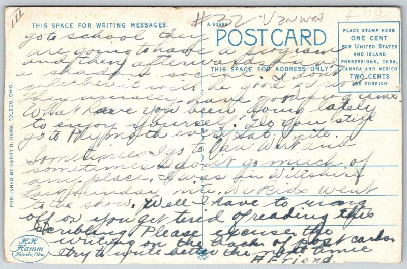 Van Wert Ohio 1920s Postcard The Brumback Library trimmed