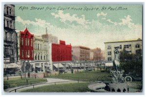 1912 Fifth Street Court House Square Fountain Park Building St. Paul MN Postcard