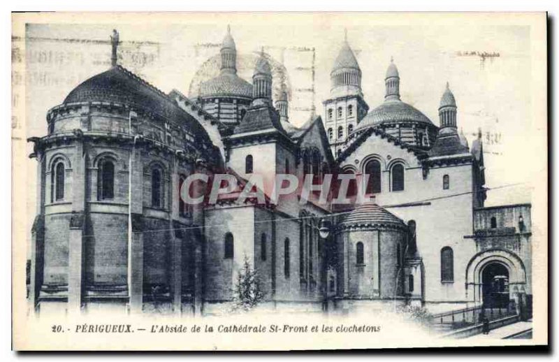 Old Postcard Perigueux The Apse of the Cathedral St Front and pinnacles