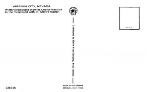 VIRGINIA CITY, NEVADA Chollar Mansion Winter Street Scene 1950s Vintage Postcard